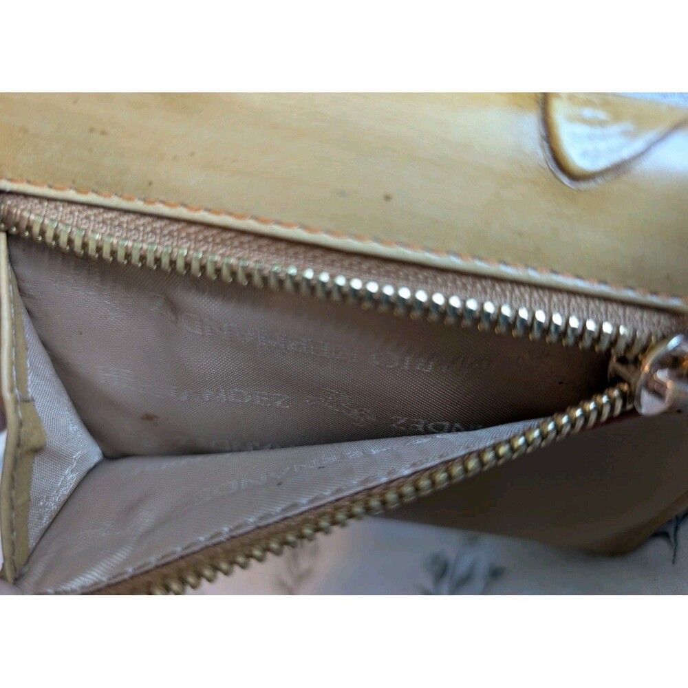 Designer Mario Hernandez Tan Brown Leather Butterfly Trifold Wallet - Picture 8 of 10